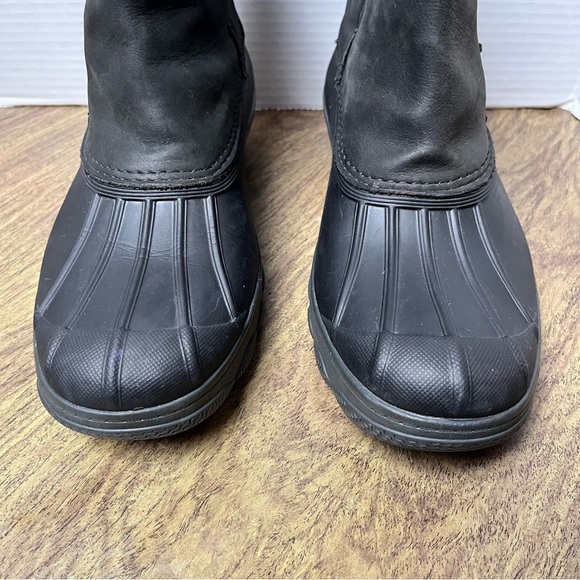 Sperry Black Gray Women’s Pull On Side Zip Side Lace Duck Boots Size 10 - Picture 5 of 13